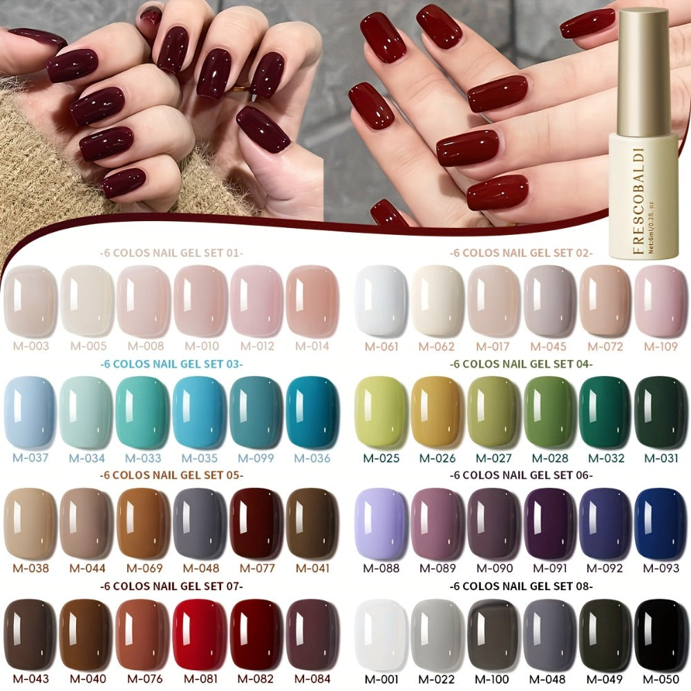 Gel Nail Polish Set with IRISGOBLADI Label, 6 Solid Colors per Set and 8 Retained Palettes