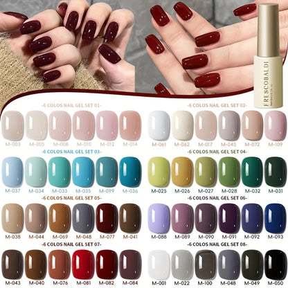 Gel Nail Polish Set with IRISGOBLADI Label, 6 Solid Colors per Set and 8 Retained Palettes