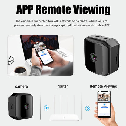 Security Camera Mini Plug-In Black Model with Night Vision, Motion Alerts, Flexible Stem and Local TF Storage