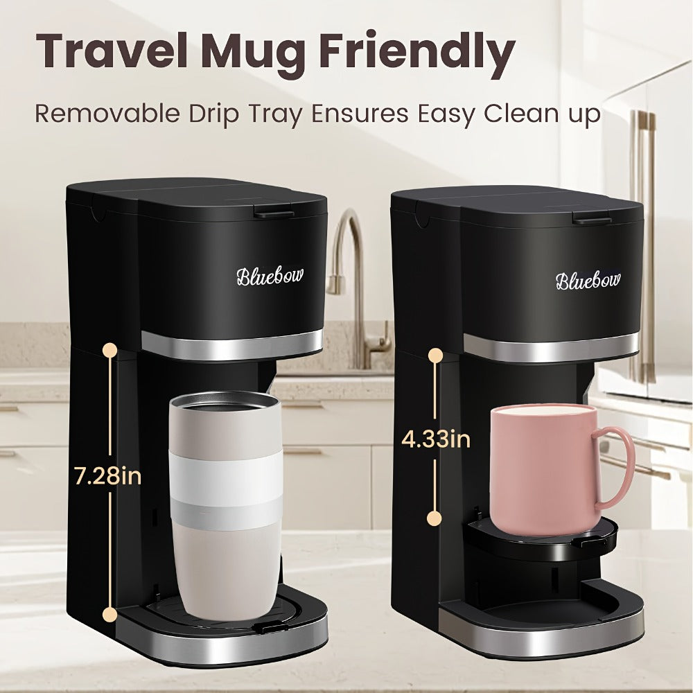Black Single-Serve Coffee Brewer with CM6080 or CM6070 Model Options and Removable Cup Platform