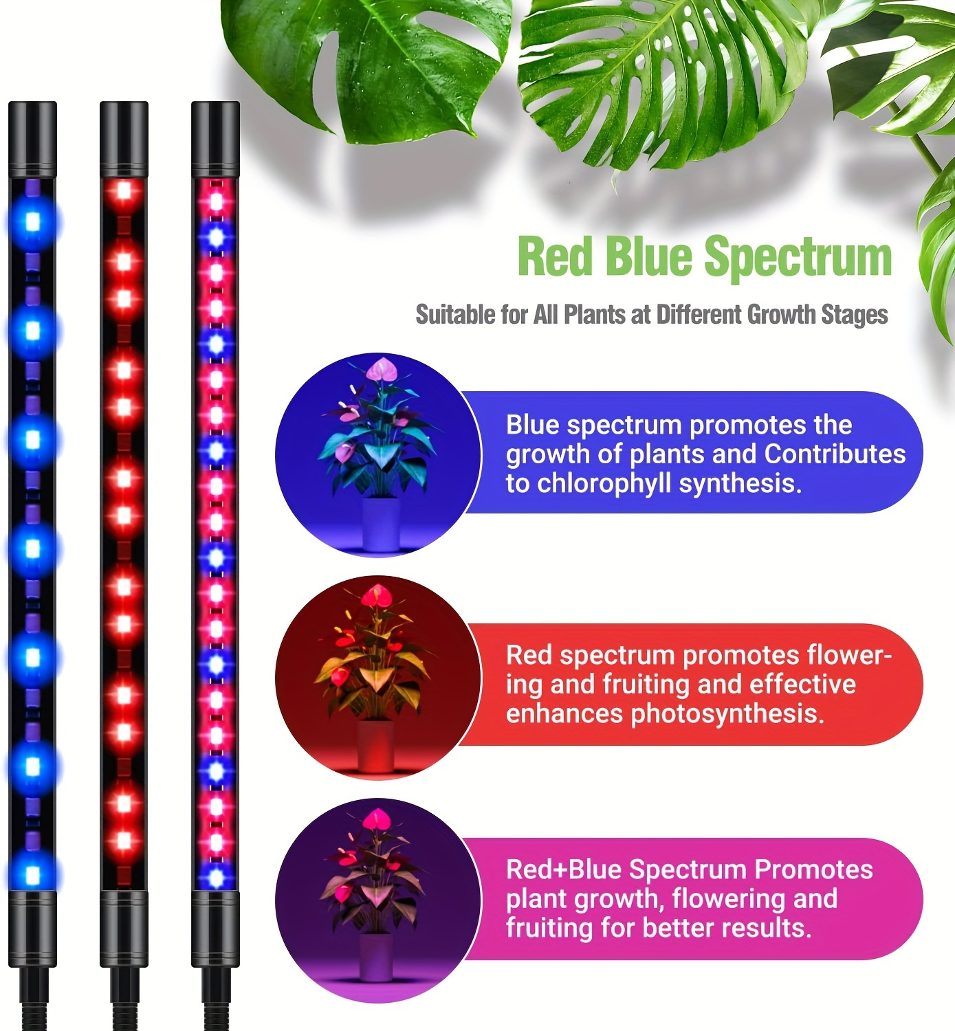Remote Control Grow Light 4/5 Head Red Blue White Full Spectrum | 29-61'' Adjustable Tripod Stand Auto Timer | Indoor Plants Wireless Floor Lamp