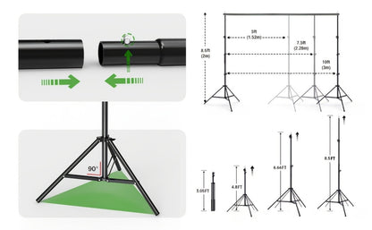 BEIYANG 8.5x10ft Adjustable Photo Backdrop Stand Kit with Carrying Bag | Background Holder Support System for Photography Studio, Video Production, Party Decoration & Advertising Display