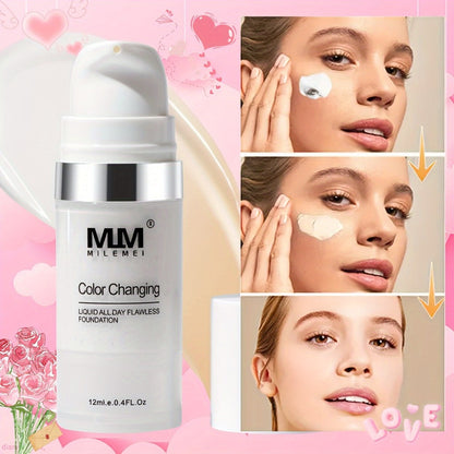 Color Changing BB Cream Foundation Set 3pcs Matte Oil Control extended-wear Smudge Proof Concealer Base Skin Tone Adaptive Face Makeup for