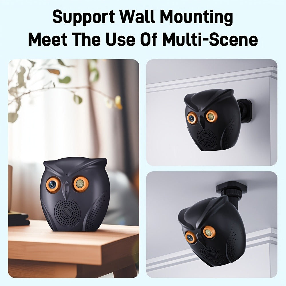 Owl-Shaped Home Security Camera 2-Pack, HD Surveillance, Smart Human Detection, USB Powered, Wireless Indoor Monitoring, Motion Alarm, Cute Design for Home Small Store Office Apartment Security