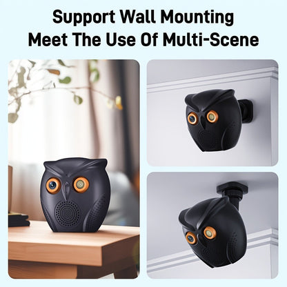 Owl-Shaped Home Security Camera 2-Pack, HD Surveillance, Smart Human Detection, USB Powered, Wireless Indoor Monitoring, Motion Alarm, Cute Design for Home Small Store Office Apartment Security