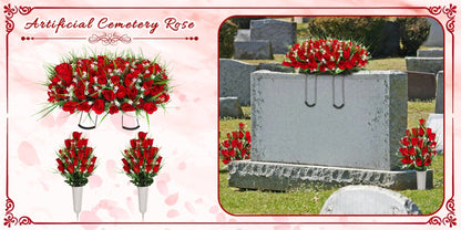 Artificial Cemetery Grave Flowers Silky Rose Bouquet Memorial Decoration