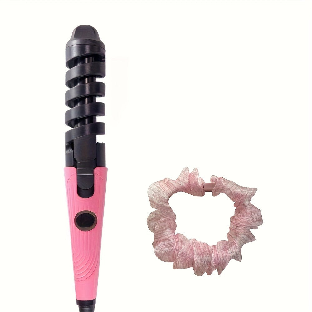 Spiral Curling Wand for Women Professional Hair Curler Electric Curl Iron Fast Heat-Up Long-Lasting Waves Bouncy Defined Spiral Curls All Hair Types Lightweight Ergonomic US Plug Gift for Girls Pink