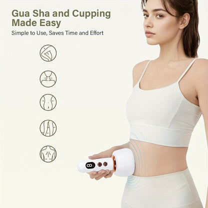 Vacuum Cupping Massager USB Rechargeable Scraping Massage Device Intelligent Suction Cup with 1200mAh Battery for Neck Shoulder Back Pain Relief Home Use