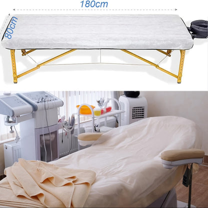 Bulk 100-Piece Spa Bed Sheet Set in Protected White or Pink Checkout Colors for Table Coverage