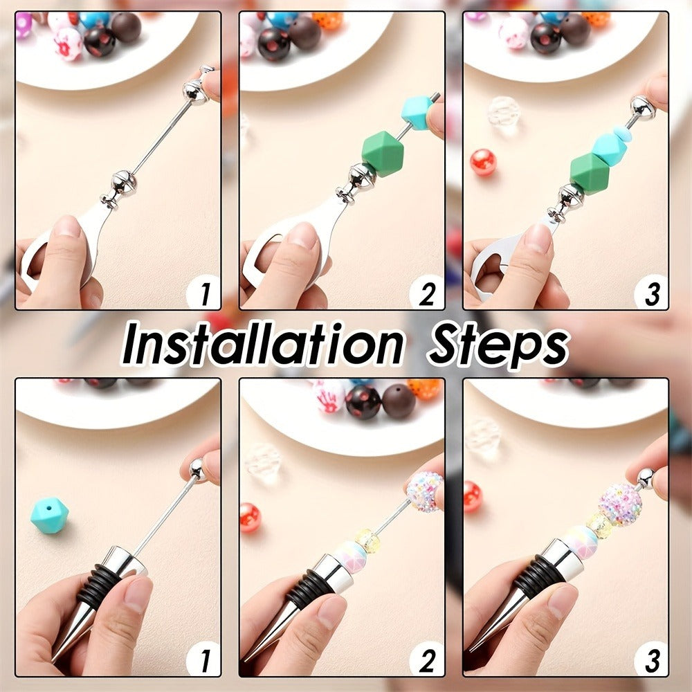 Beadable Bottle Opener and Wine Stopper Sets with Balanced 10- or 20-Piece Checkout Options