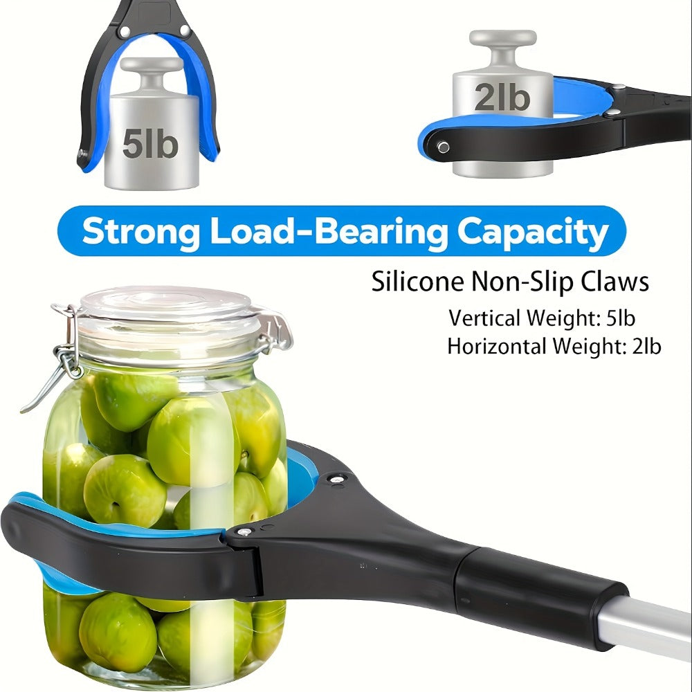 Thirty-Two-Inch Foldable Grabber Reacher Tool with Rotating Jaw, Magnetic Tip and Two- or Four-Piece Blue Sets