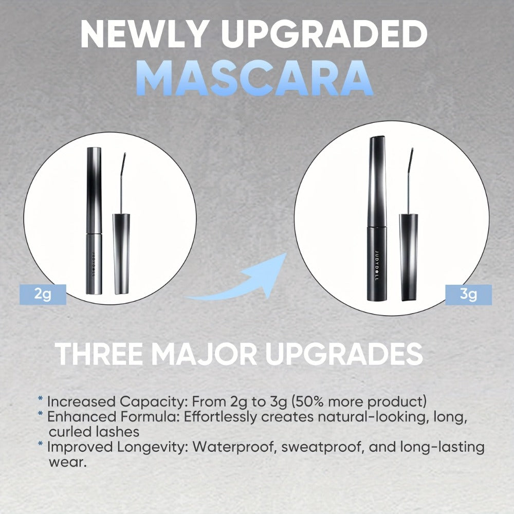JUDYDOLL Mascara in Black or Brown with Curling or Precision Metal Applicator Designs and Slim Gray Tubes