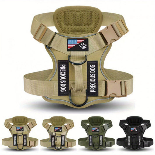 Reflective No-Pull Dog Harness with Patches – Adjustable Soft Mesh Vest Harness for Small, Medium & Large Dogs | S, M, L, XL