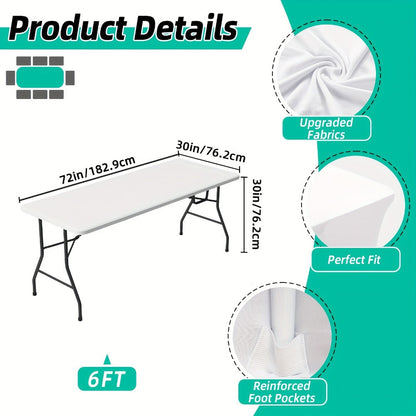 Rectangular Stretch Tablecloth Sets in 4-, 6- or 8-Foot Sizes, Black or White, with Two- or Three-Piece Options