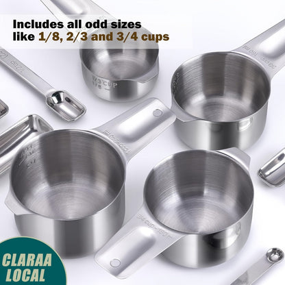 Measuring Cups and Spoons Set Stainless Steel 13-Piece 20-Piece with Leveler Dishwasher Safe Baking Measuring Set for Dry Wet Ingredients Kitchen Cooking Baking Gift