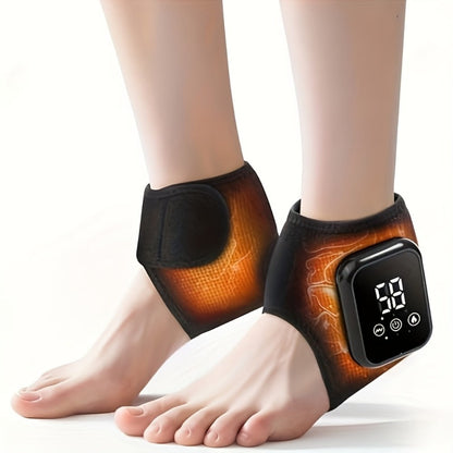 Foot Massager Electric Heated Ankle Wrap | 3 Heat Levels 3 Vibration Modes Touch Screen Timer | Relieves Ankle Pain Plantar Fasciitis Arthritis Muscle Fatigue | Fits Left & Right Feet | 1pc or 2pc Set