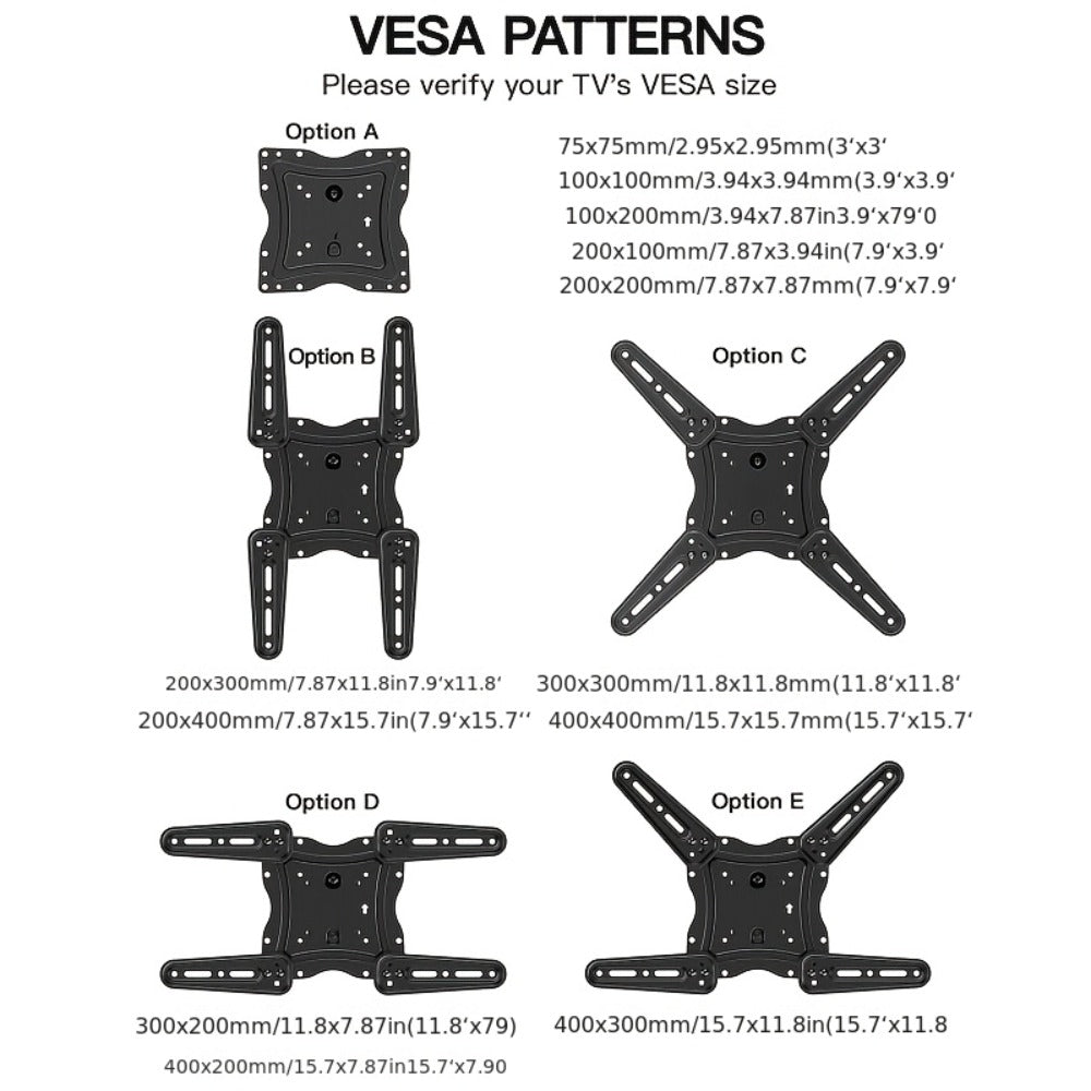 360° Full Rotation TV Wall Mount – Swivel Bracket for Flat Panel TVs, Space-Saving Wall-Mounted Installation, Home Theater & Modern Decor Compatible