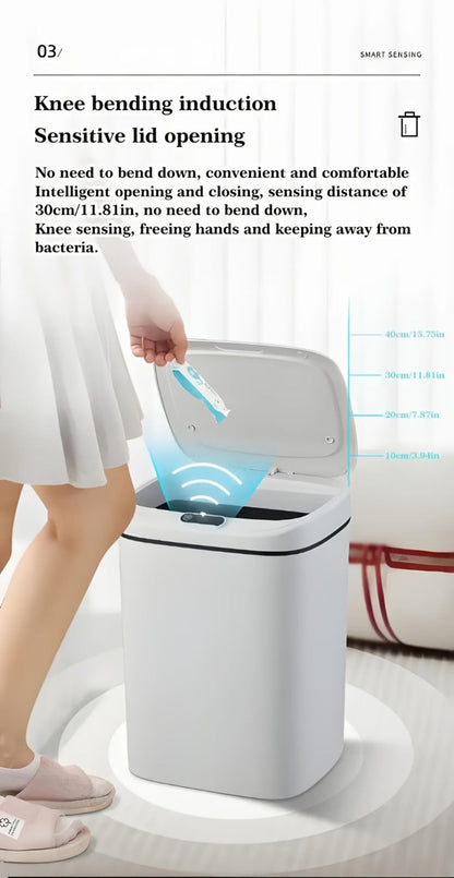Motion-Activated Touchless Trash Can with Lid – Smart Sensor Waste Bin for Kitchen, Bathroom, Office & Home, Minimalist Rectangular Design, Battery Powered, 3-4 Gallon