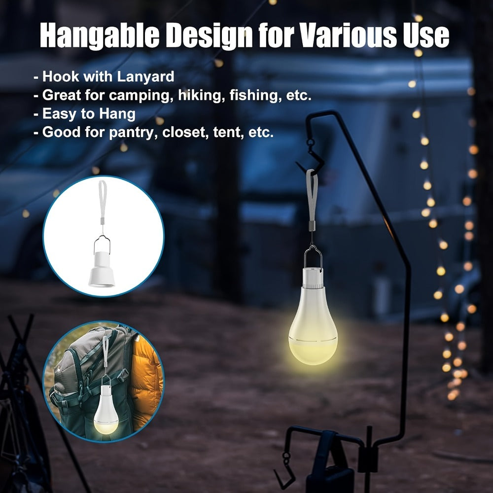 USB-Rechargeable E26 LED Light Bulbs, Two-Pack with Remote, Hanging Hooks, Three Color Controls and Timer Buttons