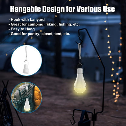 USB-Rechargeable E26 LED Light Bulbs, Two-Pack with Remote, Hanging Hooks, Three Color Controls and Timer Buttons