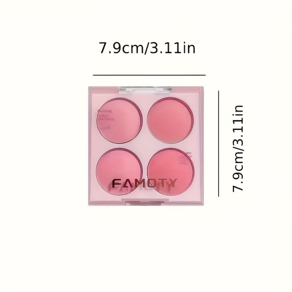 Four-Pan Blush and Face Makeup Palette with Brush Set in Three Exact Numbered Options for Daily Looks