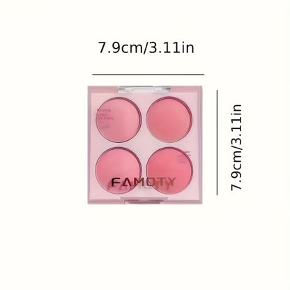 Four-Pan Blush and Face Makeup Palette with Brush Set in Three Exact Numbered Options for Daily Looks