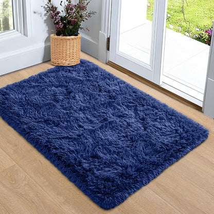 Area Rug, 4x6 Foot Shaggy Faux-Fur Indoor Carpet in Five Solid Colors with Machine-Wash Care