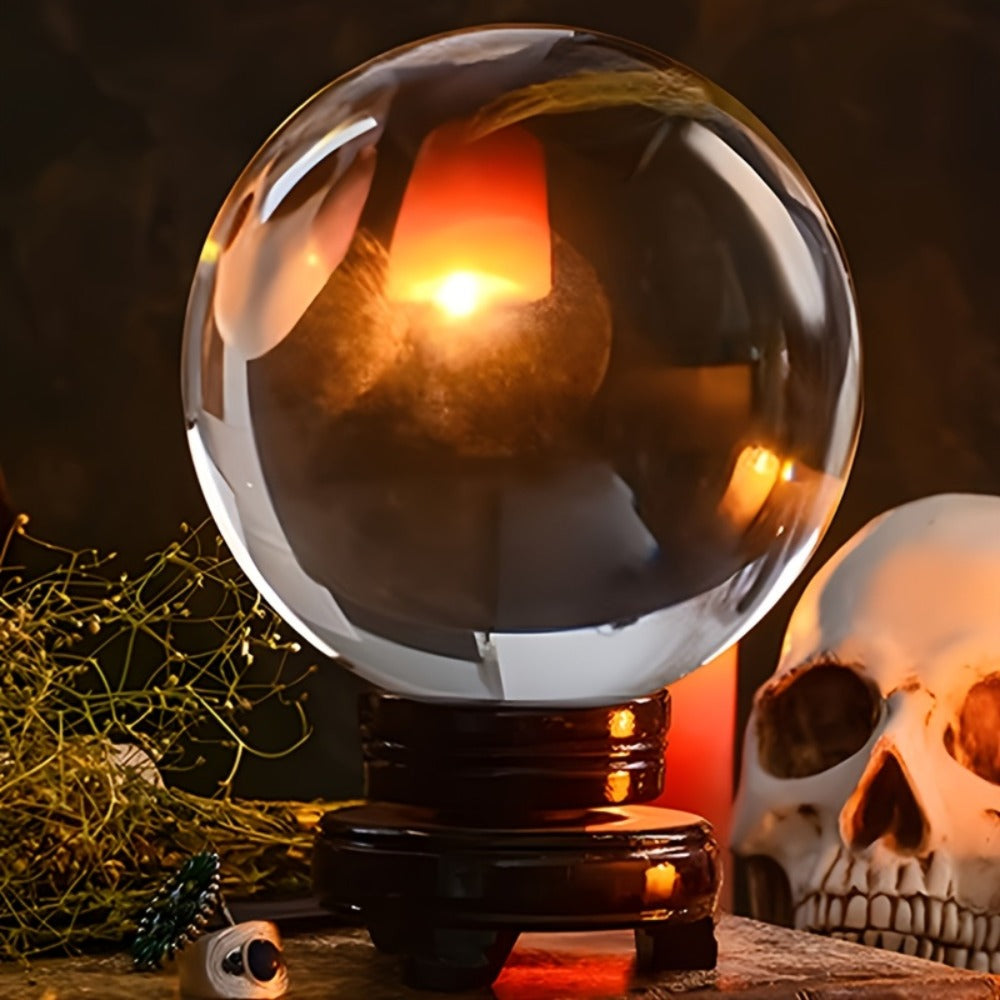 Crystal Ball for Photography Decoration Feng Shui Gift – Transparent Glass Sphere 60mm 80mm 150mm with Base for Magic Lens Ball Home Decor Halloween Valentine Christmas