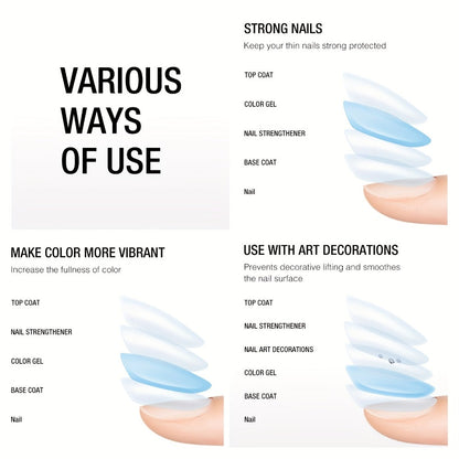 Gel Nail Base & Top Coat Set 4pcs – Glossy Top Coat, Matte Top Coat, Base Coat & Nail Strengthener, UV LED Soak-Off Gel Nail Kit for Long-Lasting Chip-Free Salon Manicure at Home
