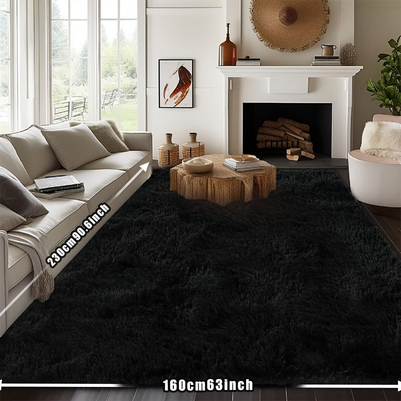 Rectangular Shaggy Area Rug with Four Color Labels and 24 x 35.8-Inch to 94.49 x 118.11-Inch Sizes