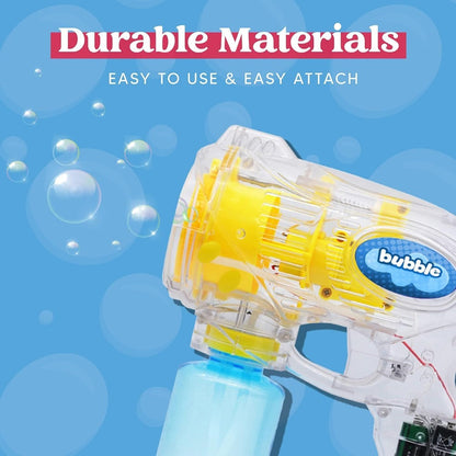 3-Pack Bubble Gun Blower with 3 Pre-Loaded Solution Refills – Hand-Powered, Color-Changing Bubbles, Ergonomic Grip, ASTM Safe, Kids Birthday Party Favor, Easter Egg Hunt, Summer Outdoor Indoor Play