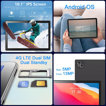 Tablet with Keyboard 10 Inch Android, 6GB RAM 128GB ROM 1TB Expandable, 5G/2.4G Dual-Band Wi-Fi MTK Quad-Core, 1280x800 HD Touchscreen 5+8MP Dual Camera Type-C, Complete Bundle with Keyboard Case Mouse Stylus for Work Study – Grey Pink