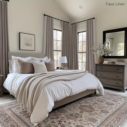 Four-Panel Textured Window Curtain Set in Ten Colors and 50-Inch Width with Four Exact Length Options