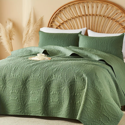 Coin-Pattern Quilt Set in Four Designs, Multiple Colors and Twin, Full-Queen or King-California King Sizes
