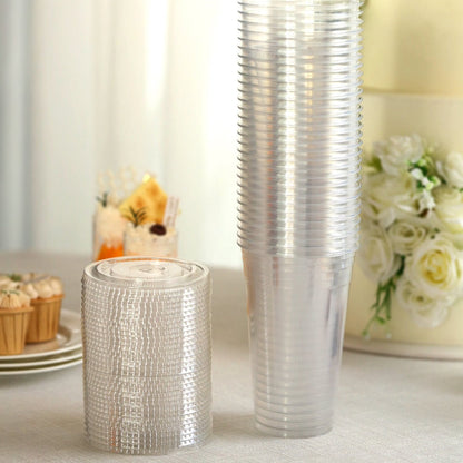 Disposable Clear Plastic Cups with Flat Lids, 16oz & 24oz PET Crystal Cold Drink Cups for Iced Coffee