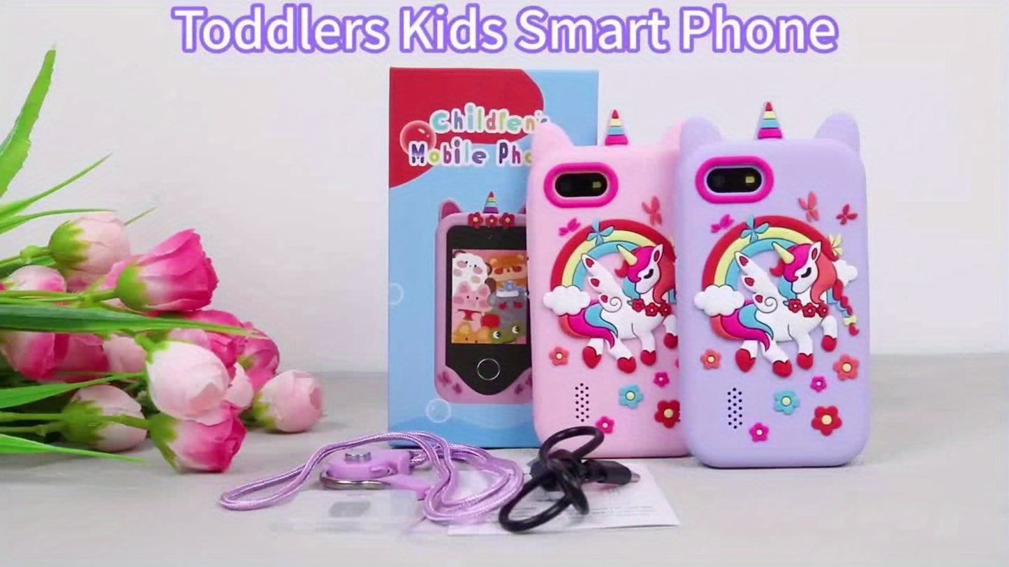 Unicorn Toy Phone in Pink or Purple with Dual Cameras, Touchscreen Interface and 32GB SD Card Label