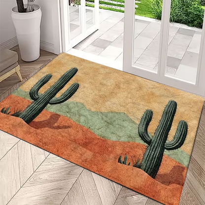 Desert Cactus Print Rectangular Doormat in 40 x 60, 50 x 80 or 45 x 120cm Size Options Pictured