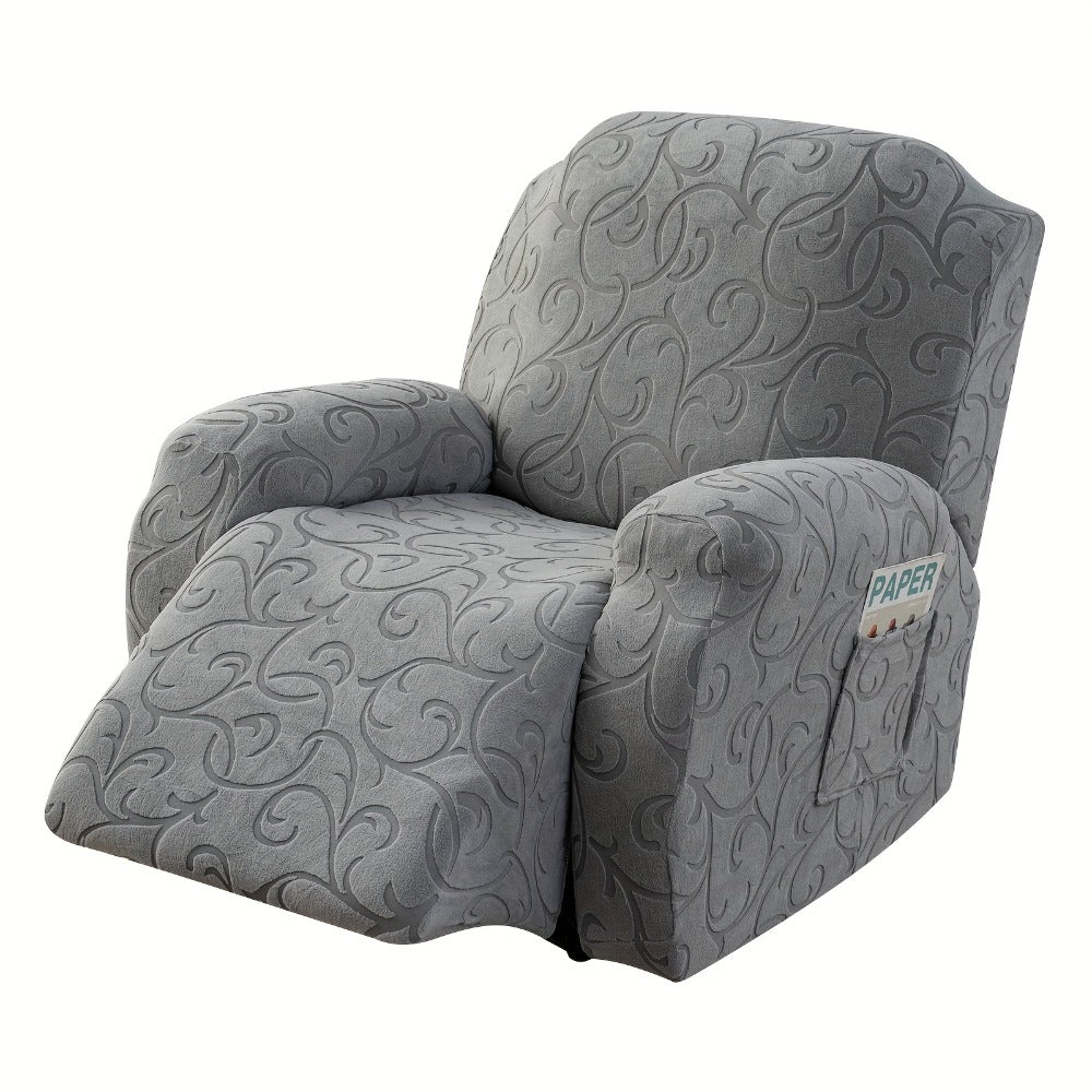 Chair Cover Four-Piece Stretch Recliner Slipcover with Swirl Texture and Four Available Color Choices