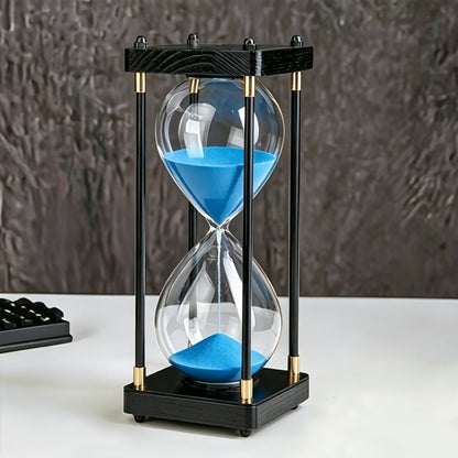 Sixty-Minute Decorative Glass Sand Timer with Wooden-Style Frame in Six Exact Color Configurations