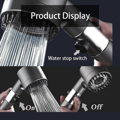 Filtered Handheld Shower Head High Pressure 4 Spray Modes ON/OFF Switch with Hose 5 Filter Elements Pet Shower