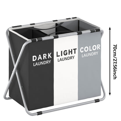 Fabric Laundry Sorter Hamper with Carry Handles in Two- or Three-Section Designs and 57 or 70cm Height Options