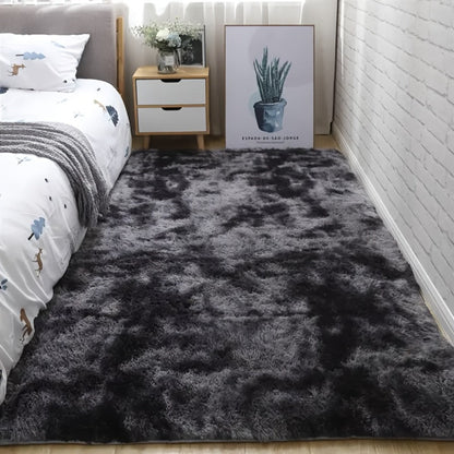 Tie-Dye Plush Area Rug with 160 x 80 cm Light Gray or 160 x 90 cm Light Gray and Dark Black Options