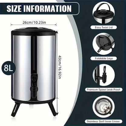 6L or 8L Insulated Beverage Dispenser with Spigot, Twist Lid, Carry Handle and Foldable Stand