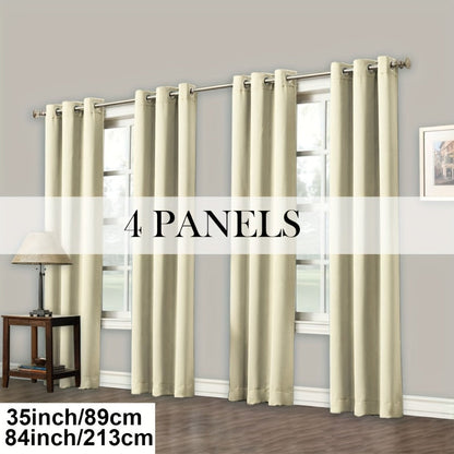 Blackout Curtains Grommet Top Room Darkening Window Drapes 4 Panels Set Living Room Bedroom