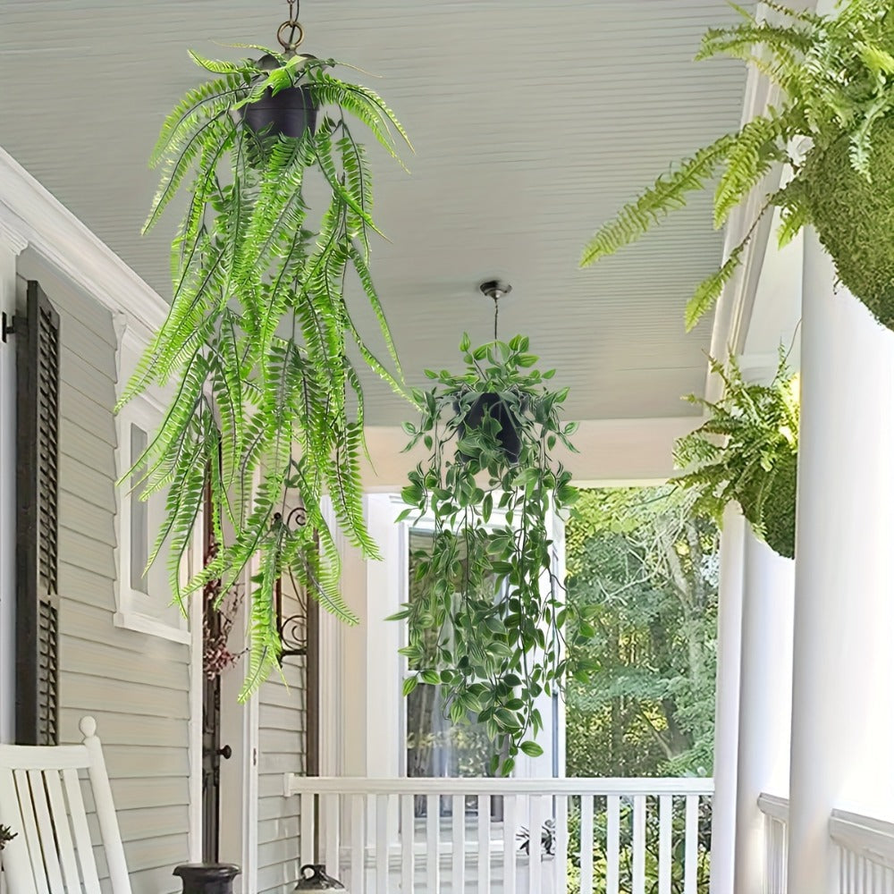 Hanging Artificial Greenery Vines, Four-Piece Mixed Pack with Boston Fern, Eucalyptus and Trailing Styles