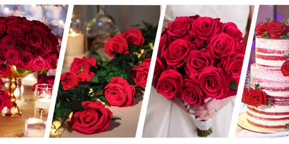 Artificial Flowers Long-Stem Velvet Rose Set in 50 or 100-Piece Variant Options across Five Colors