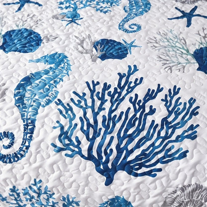 Three-Piece Ocean-Print Duvet Cover Set with Two Pillowcases in Twin, Full-Queen or King Sizes