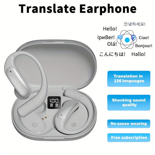 AI Translation Earbuds Bluetooth 5.4, 156 Languages Real-Time Two-Way Translation, Offline Mode, Audio Transcription & Photo Translation, HD Sound, 4-Hour Battery - 3-in-1 Device for Travel, Business & Learning