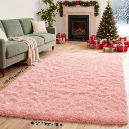 Area Rug, 4x6 Foot High-Pile Shaggy Indoor Carpet in Blue or Tie-Dye Rainbow Purple Color Options