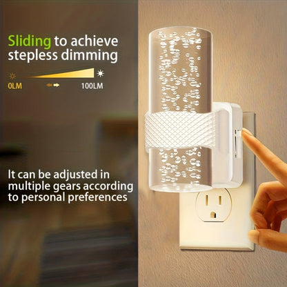Two-Pack 3000K Plug-In Night Lights with Bubble-Pattern Shades, Light Sensors and Black or White Bases